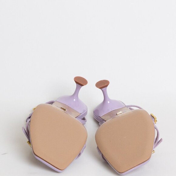 Anthropologie Lola Cruz Julia Sandals Kitten Heel Slingback Leather Lilac EU 38 - Picture 7 of 15
